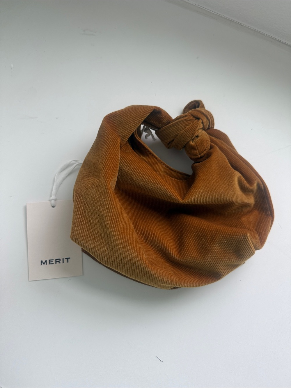 MERIT Men's Knotted Corduroy Scarf in Rust Brown